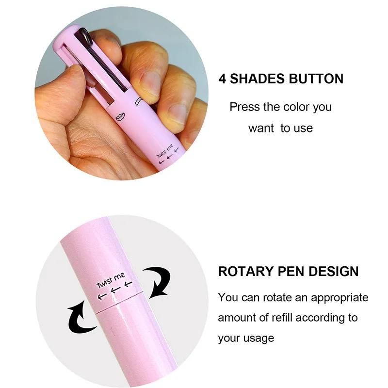 4 In 1 Eyeliner Eyebrow Pencil Contour Pen Long Lasting Waterproof for girls