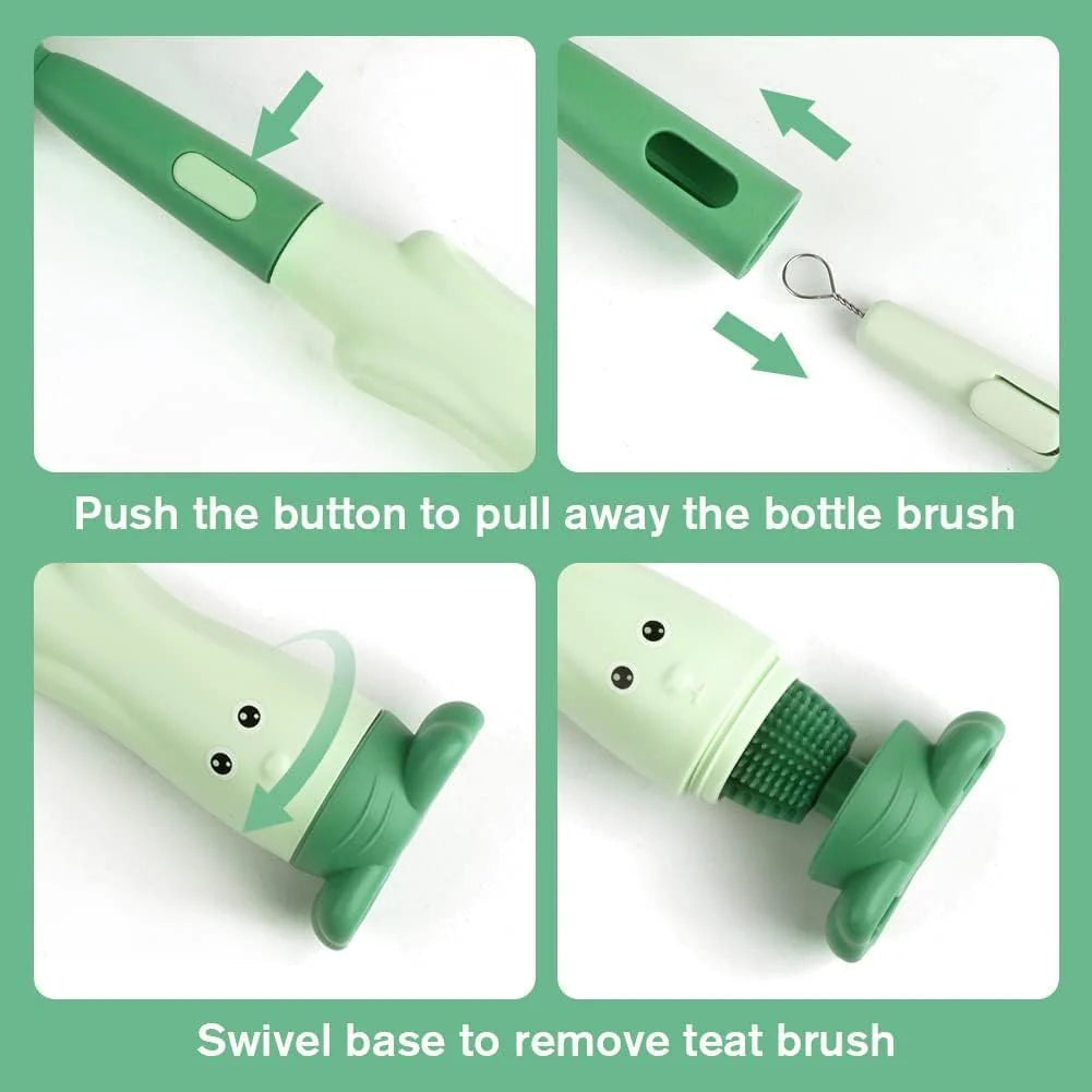 3-in-1 Silicone Baby Bottle Cleaning Brush Set – Pacifier, Straw, and Bottle Scrubber